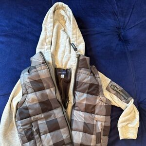 Gray and black Andy & Evan 3T Hoodie w/built in puffer vest
